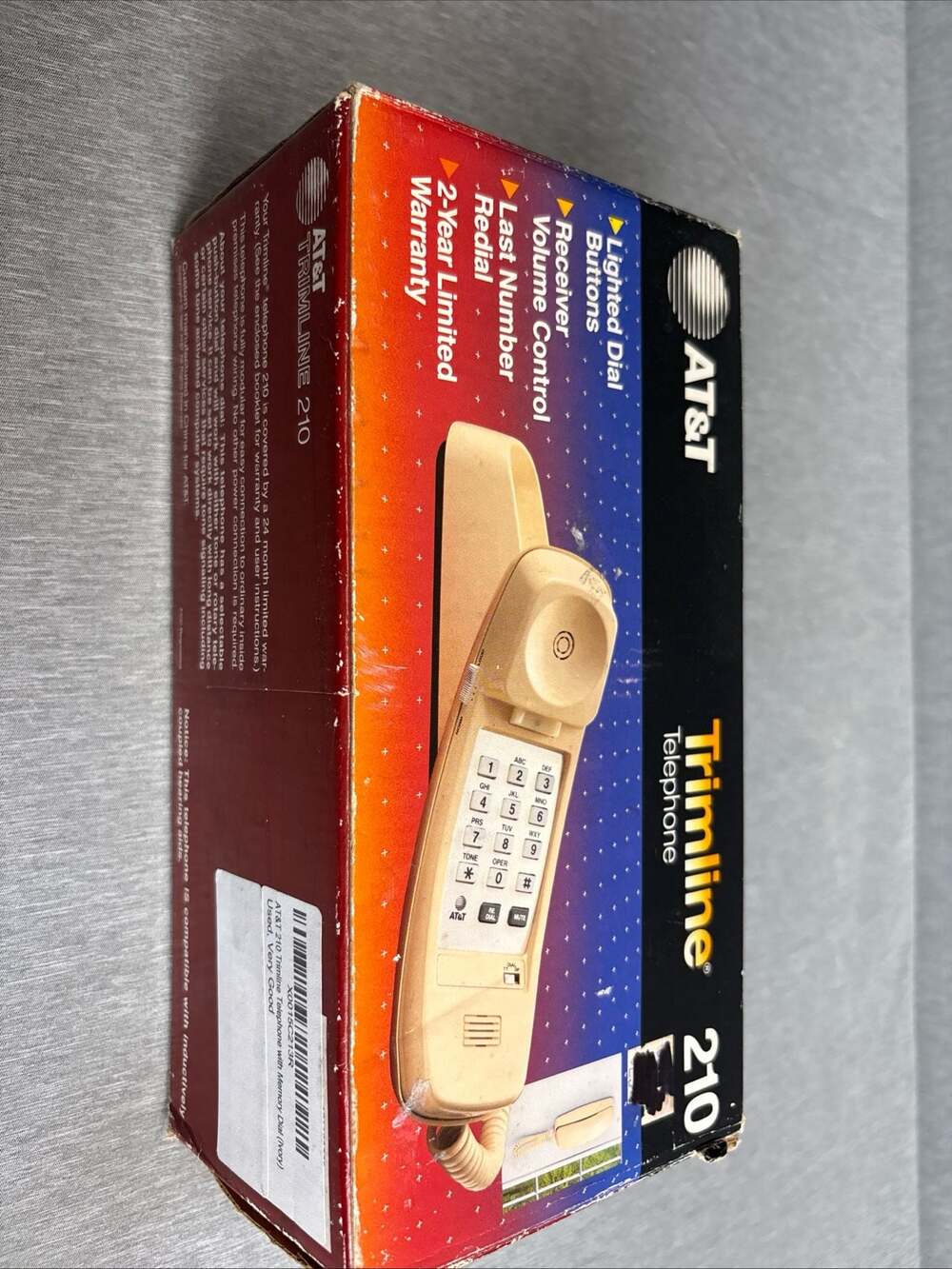 Vintage AT&T Trimline 210 Telephone Ivory with Original Box and Manual